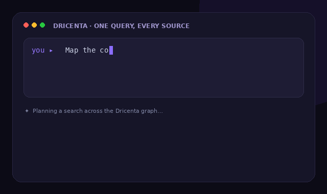 Dricenta — one query, every source